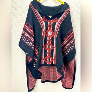 Vtg 70’s Sturbridge by Roosevelt Southwestern Knit Shawl Poncho Tribal One Size